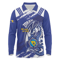 Bosnia and Herzegovina Football Custom Long Sleeve Polo Shirt Go Zmajevi Mi smo uz vas Blue Version - Wonder Print Shop