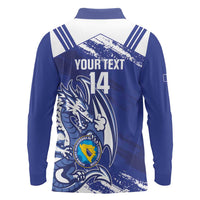 Bosnia and Herzegovina Football Custom Long Sleeve Polo Shirt Go Zmajevi Mi smo uz vas Blue Version - Wonder Print Shop