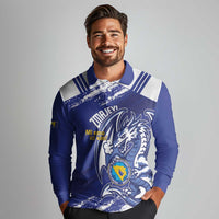 Bosnia and Herzegovina Football Custom Long Sleeve Polo Shirt Go Zmajevi Mi smo uz vas Blue Version - Wonder Print Shop
