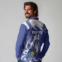 Bosnia and Herzegovina Football Custom Long Sleeve Polo Shirt Go Zmajevi Mi smo uz vas Blue Version - Wonder Print Shop