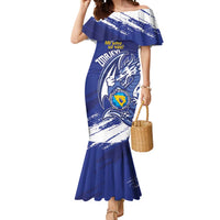 Bosnia and Herzegovina Football Custom Mermaid Dress Go Zmajevi Mi smo uz vas Blue Version - Wonder Print Shop