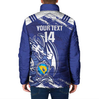 Bosnia and Herzegovina Football Custom Padded Jacket Go Zmajevi Mi smo uz vas Blue Version - Wonder Print Shop