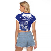 Bosnia and Herzegovina Football Custom Raglan Cropped T Shirt Go Zmajevi Mi smo uz vas Blue Version - Wonder Print Shop