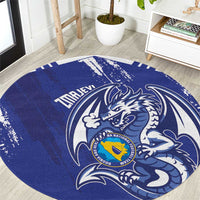 Bosnia and Herzegovina Football Round Carpet Go Zmajevi Mi smo uz vas Blue Version - Wonder Print Shop