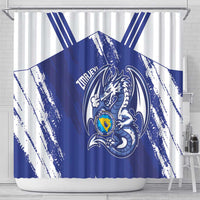 Bosnia and Herzegovina Football Shower Curtain Go Zmajevi Mi smo uz vas Blue Version - Wonder Print Shop