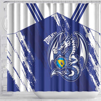 Bosnia and Herzegovina Football Shower Curtain Go Zmajevi Mi smo uz vas Blue Version - Wonder Print Shop