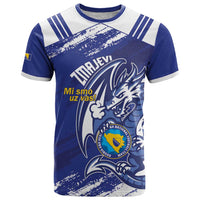 Bosnia and Herzegovina Football Custom T Shirt Go Zmajevi Mi smo uz vas Blue Version - Wonder Print Shop