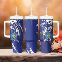 Bosnia and Herzegovina Football Custom Tumbler With Handle Go Zmajevi Mi smo uz vas Blue Version - Wonder Print Shop