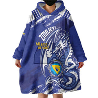 Bosnia and Herzegovina Football Custom Wearable Blanket Hoodie Go Zmajevi Mi smo uz vas Blue Version - Wonder Print Shop