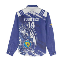 Bosnia and Herzegovina Football Custom Women Casual Shirt Go Zmajevi Mi smo uz vas Blue Version - Wonder Print Shop