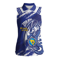 Bosnia and Herzegovina Football Custom Women Sleeveless Polo Shirt Go Zmajevi Mi smo uz vas Blue Version - Wonder Print Shop