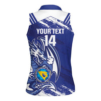 Bosnia and Herzegovina Football Custom Women Sleeveless Polo Shirt Go Zmajevi Mi smo uz vas Blue Version - Wonder Print Shop