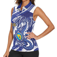 Bosnia and Herzegovina Football Custom Women Sleeveless Polo Shirt Go Zmajevi Mi smo uz vas Blue Version - Wonder Print Shop