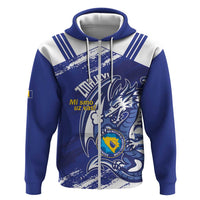 Bosnia and Herzegovina Football Custom Zip Hoodie Go Zmajevi Mi smo uz vas Blue Version - Wonder Print Shop