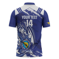 Bosnia and Herzegovina Football Custom Zipper Polo Shirt Go Zmajevi Mi smo uz vas Blue Version - Wonder Print Shop