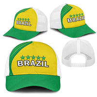 Brazil Football Mesh Trucker Cap Brasil Map Come On Canarinho Sporty Style