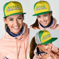 Brazil Football Mesh Trucker Cap Brasil Map Come On Canarinho Sporty Style
