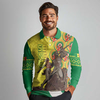 Senegal African Renaissance Monument Long Sleeve Polo Shirt Ankara Pattern