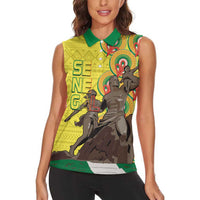 Senegal African Renaissance Monument Women Sleeveless Polo Shirt Ankara Pattern