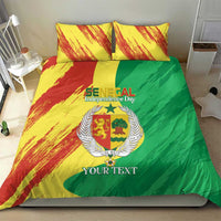 Senegal Independence Day Bedding Set Coat Of Arms Grunge Style