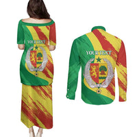 Senegal Independence Day Couples Matching Puletasi and Long Sleeve Button Shirt Coat Of Arms Grunge Style