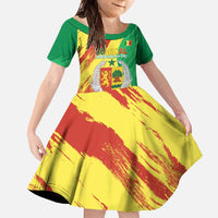 Senegal Independence Day Family Matching Off Shoulder Maxi Dress and Hawaiian Shirt Coat Of Arms Grunge Style