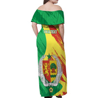 Senegal Independence Day Family Matching Off Shoulder Maxi Dress and Hawaiian Shirt Coat Of Arms Grunge Style