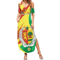 Senegal Independence Day Family Matching Summer Maxi Dress and Hawaiian Shirt Coat Of Arms Grunge Style