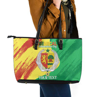 Senegal Independence Day Leather Tote Bag Coat Of Arms Grunge Style