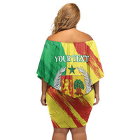 Senegal Independence Day Off Shoulder Short Dress Coat Of Arms Grunge Style