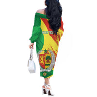 Senegal Independence Day Off The Shoulder Long Sleeve Dress Coat Of Arms Grunge Style