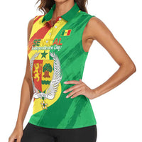 Senegal Independence Day Women Sleeveless Polo Shirt Coat Of Arms Grunge Style