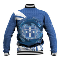 Greece Independence Day Baseball Jacket Greek Pattern With Dolphins