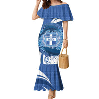 Greece Independence Day Family Matching Mermaid Dress and Hawaiian Shirt Greek Pattern With Dolphins