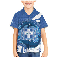 Greece Independence Day Family Matching Mermaid Dress and Hawaiian Shirt Greek Pattern With Dolphins