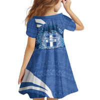 Greece Independence Day Family Matching Off The Shoulder Long Sleeve Dress and Hawaiian Shirt Greek Pattern With Dolphins