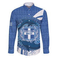 Greece Independence Day Family Matching Puletasi and Hawaiian Shirt Greek Pattern With Dolphins