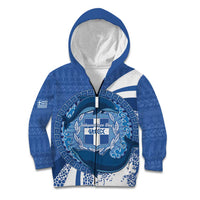 Greece Independence Day Kid Hoodie Greek Pattern With Dolphins