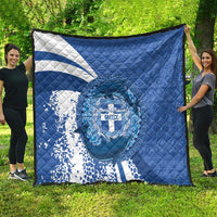 Greece Independence Day Quilt Greek Pattern With Dolphins