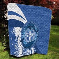 Greece Independence Day Quilt Greek Pattern With Dolphins