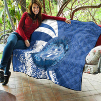 Greece Independence Day Quilt Greek Pattern With Dolphins