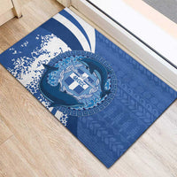 Greece Independence Day Rubber Doormat Greek Pattern With Dolphins