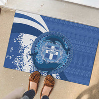 Greece Independence Day Rubber Doormat Greek Pattern With Dolphins