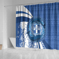 Greece Independence Day Shower Curtain Greek Pattern With Dolphins