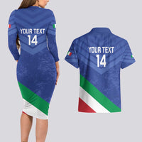 Custom Italy Volleyball Couples Matching Long Sleeve Bodycon Dress and Hawaiian Shirt 2025 Gli Azzurri
