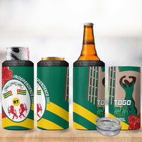 Togo Independence Day 4 in 1 Can Cooler Tumbler Happy April 27th Coat Of Arms