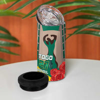 Togo Independence Day 4 in 1 Can Cooler Tumbler Happy April 27th Coat Of Arms