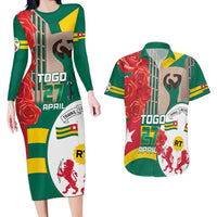Togo Independence Day Couples Matching Long Sleeve Bodycon Dress and Hawaiian Shirt Happy April 27th Coat Of Arms