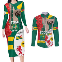 Togo Independence Day Couples Matching Long Sleeve Bodycon Dress and Long Sleeve Button Shirt Happy April 27th Coat Of Arms