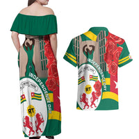 Togo Independence Day Couples Matching Off Shoulder Maxi Dress and Hawaiian Shirt Happy April 27th Coat Of Arms